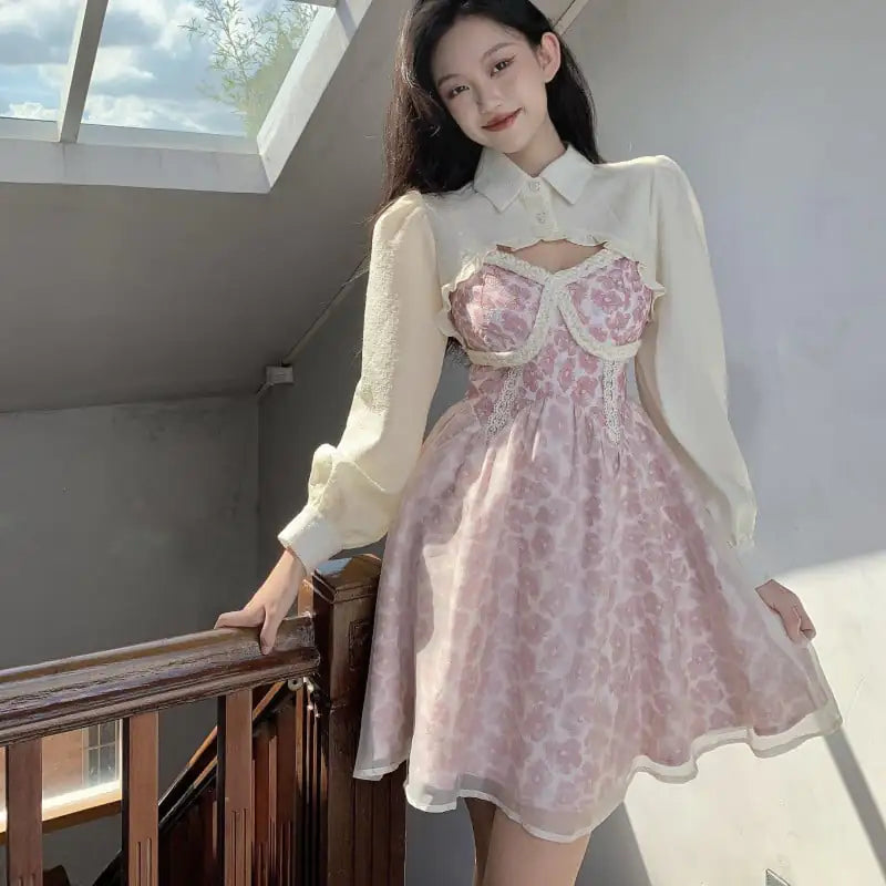 Women's Elegant Floral Lace Sling Dress Main image