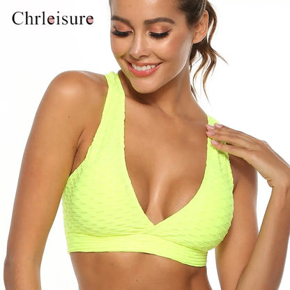 Women Fitness Deep V Neck Backless Breathable Bra