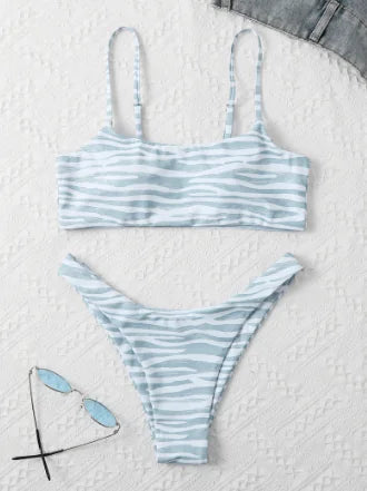 Women's Zebra Stripe Two Piece Bikini Set