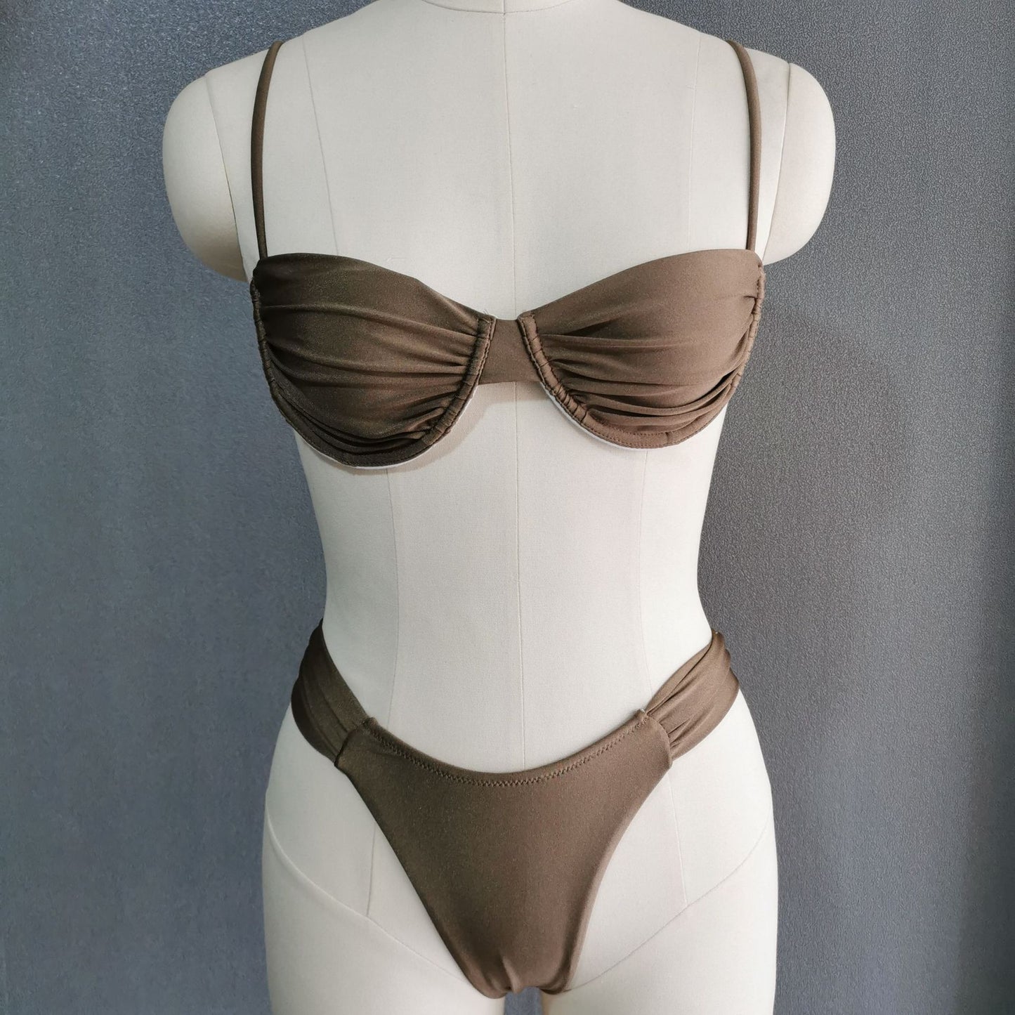 Miyouj Solid Color Push Up Bikini Set For Women
