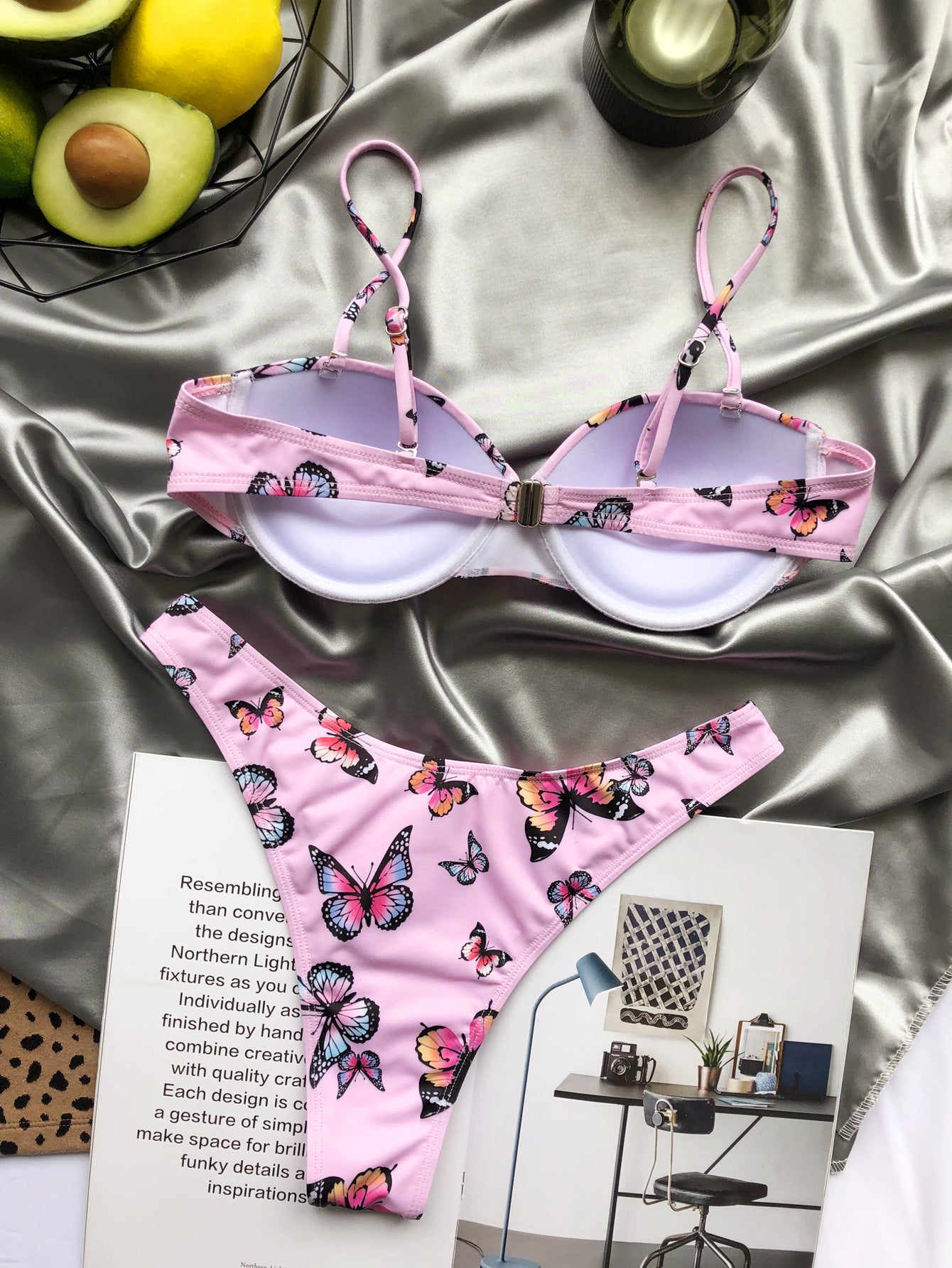 Women's Butterfly Print Bikini With Hard Cup Support Secondary image