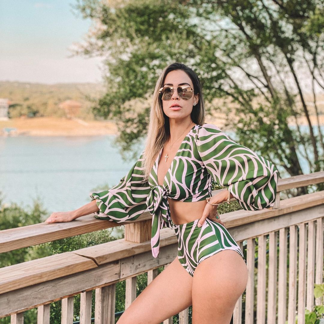 Women's Long Sleeve High Waisted Two Piece Bikini Set