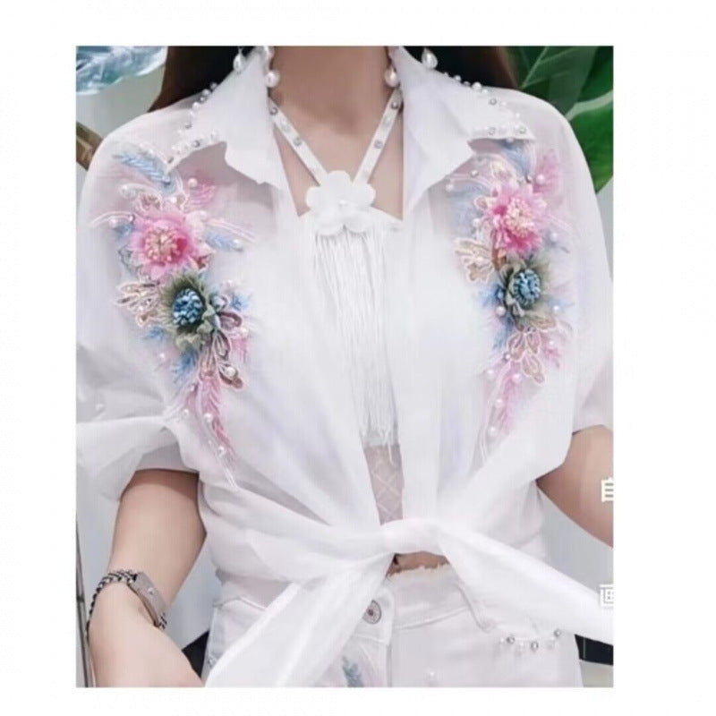 Women's 3D Floral Sunscreen Shirt Women's Shirt Unbranded