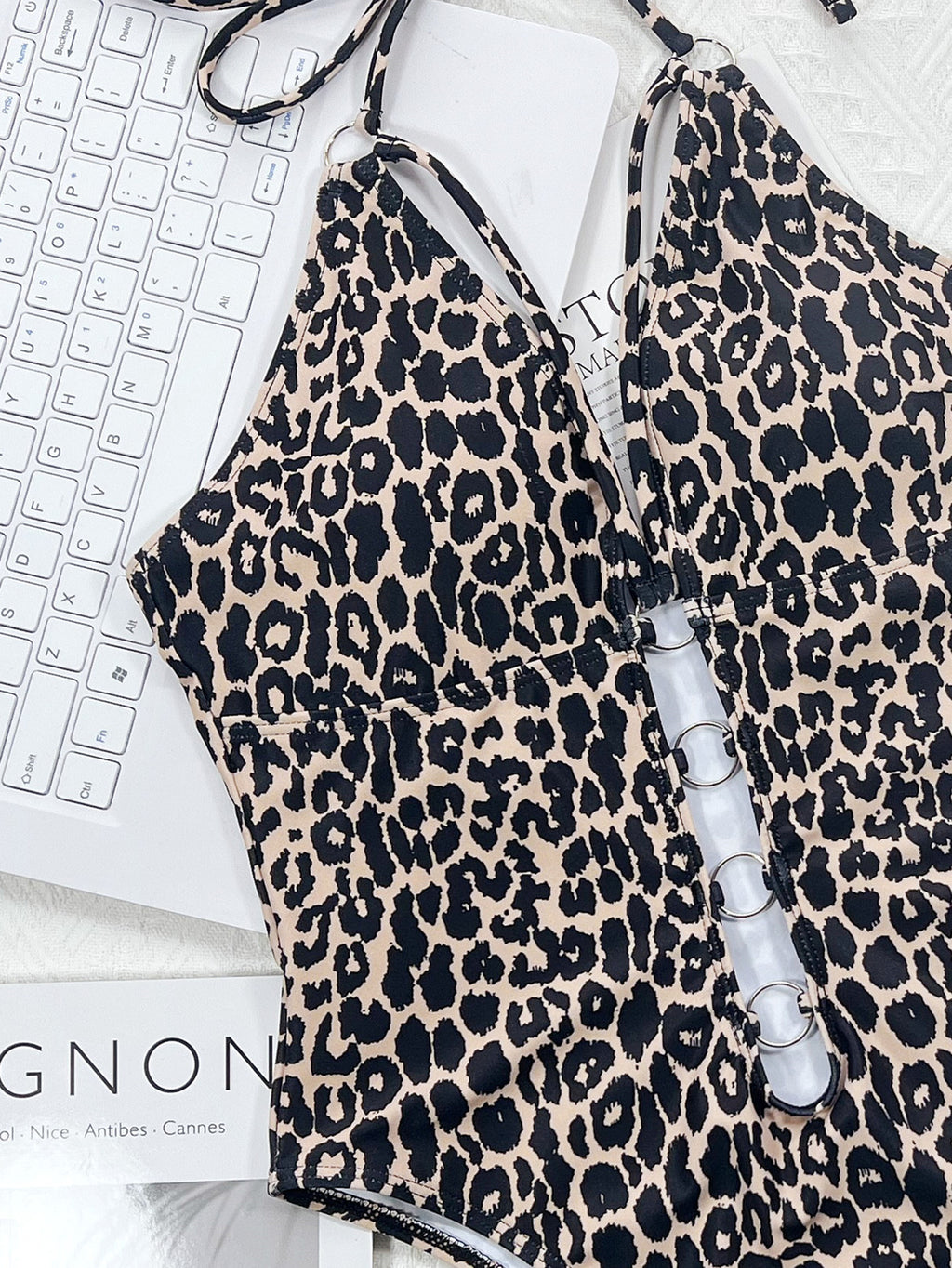 Women's Leopard Print Cutout One Piece Bikini
