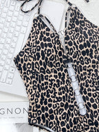 Women's Leopard Print Cutout One Piece Bikini