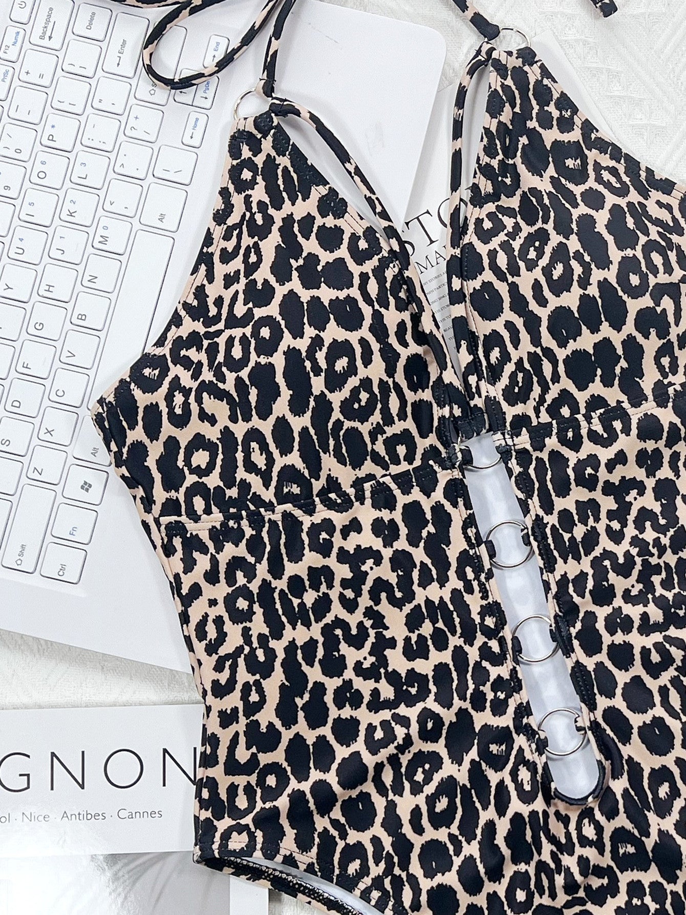 Women's Leopard Print Cutout One Piece Bikini