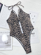 Women's Leopard Print Cutout One Piece Bikini