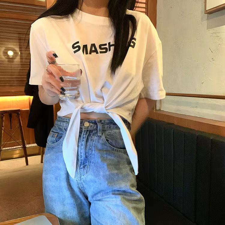 Women's Cropped Drawstring T Shirt
