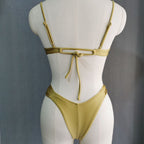 Miyouj Solid Color Push Up Bikini Set For Women