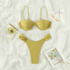 Miyouj Solid Color Push Up Bikini Set For Women