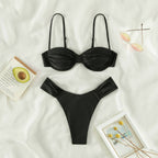 Miyouj Solid Color Push Up Bikini Set For Women
