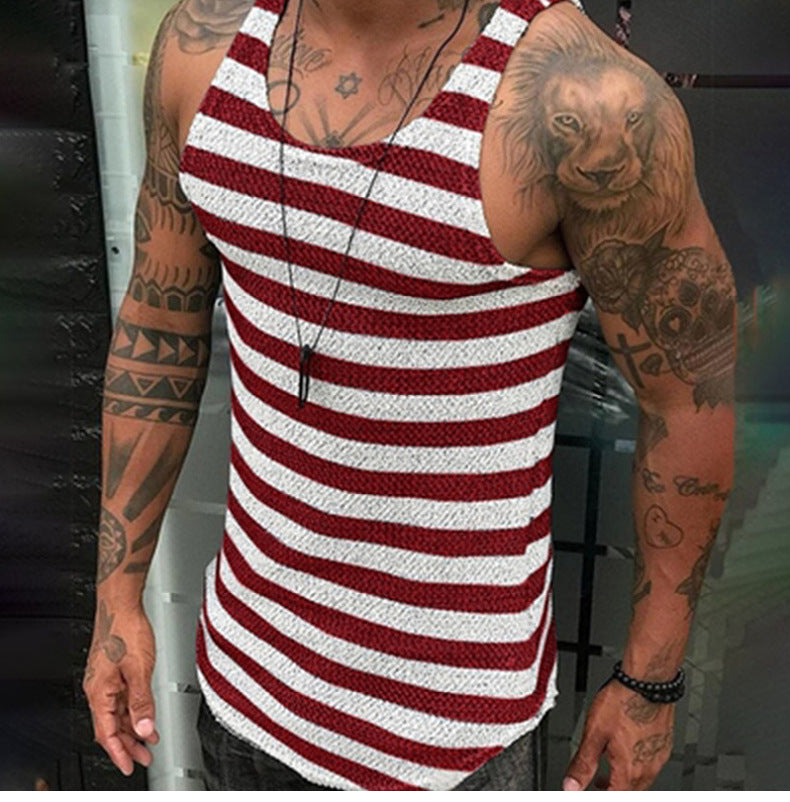 Classic Striped Tank Top - Elegant Style for All Occasions Men's Tank Top Unbranded Red M