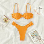 Miyouj Solid Color Push Up Bikini Set For Women