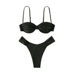 Miyouj Solid Color Push Up Bikini Set For Women