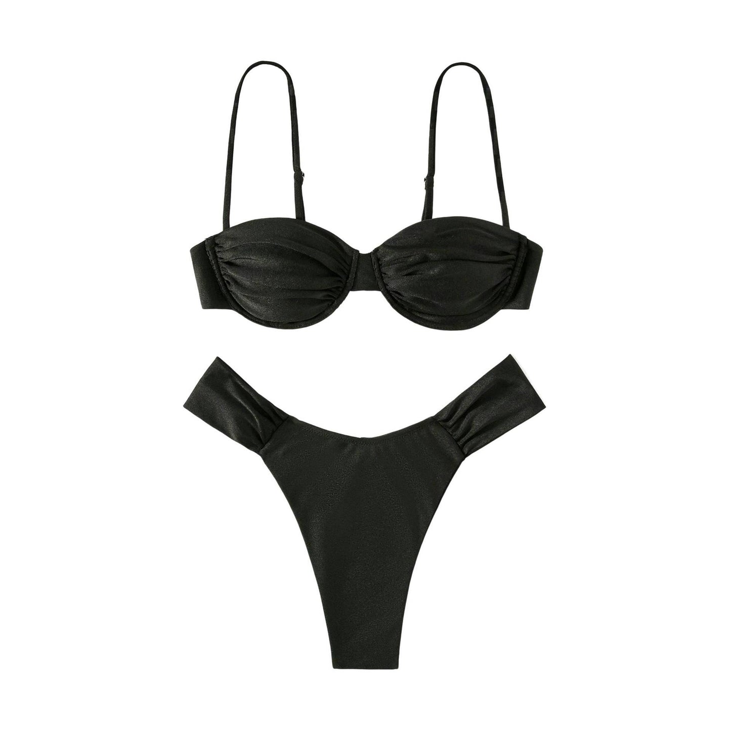 Miyouj Solid Color Push Up Bikini Set For Women