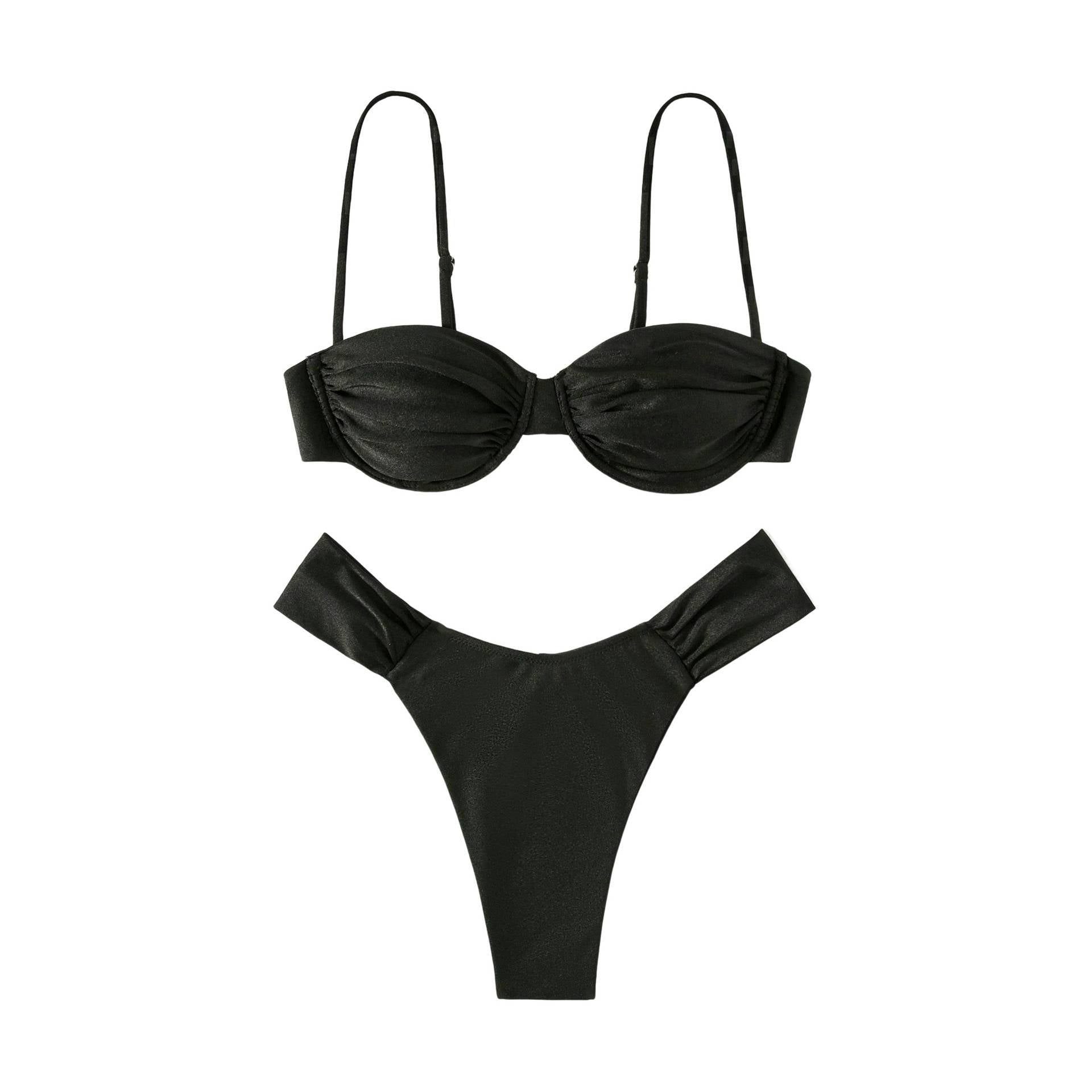 Miyouj Solid Color Push Up Bikini Set For Women