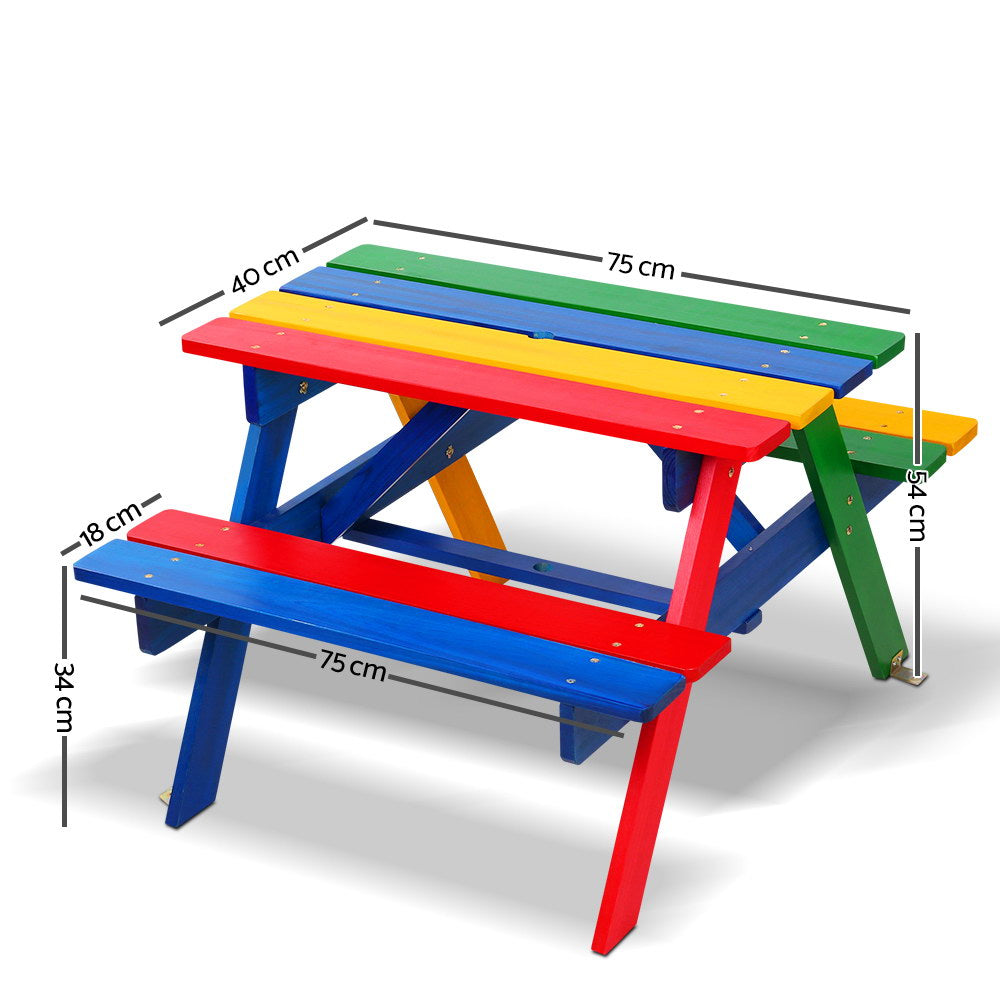 Keezi Kids Wooden Picnic Table Set with Umbrella Secondary image