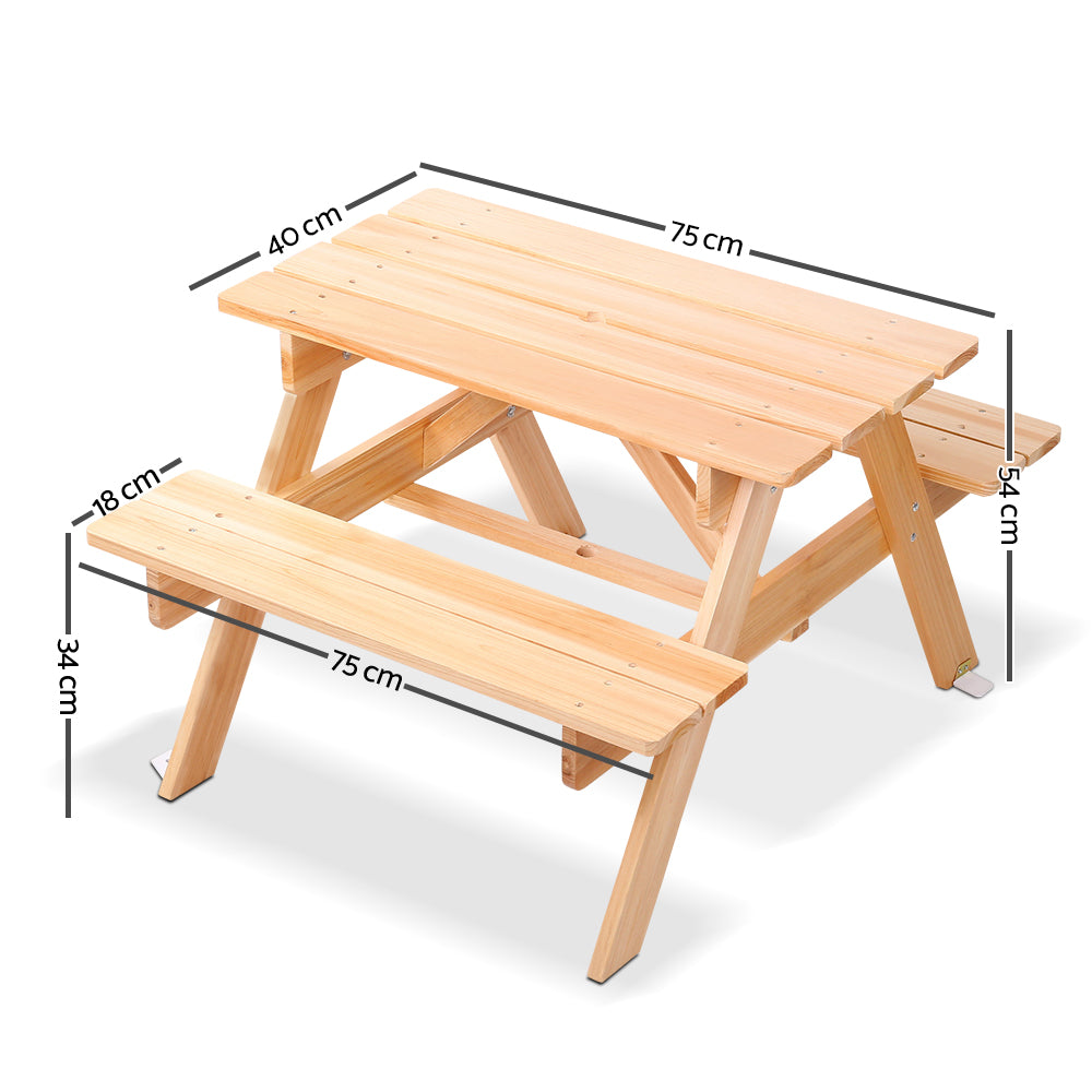 Keezi Kids Wooden Picnic Table Set with Umbrella Secondary image