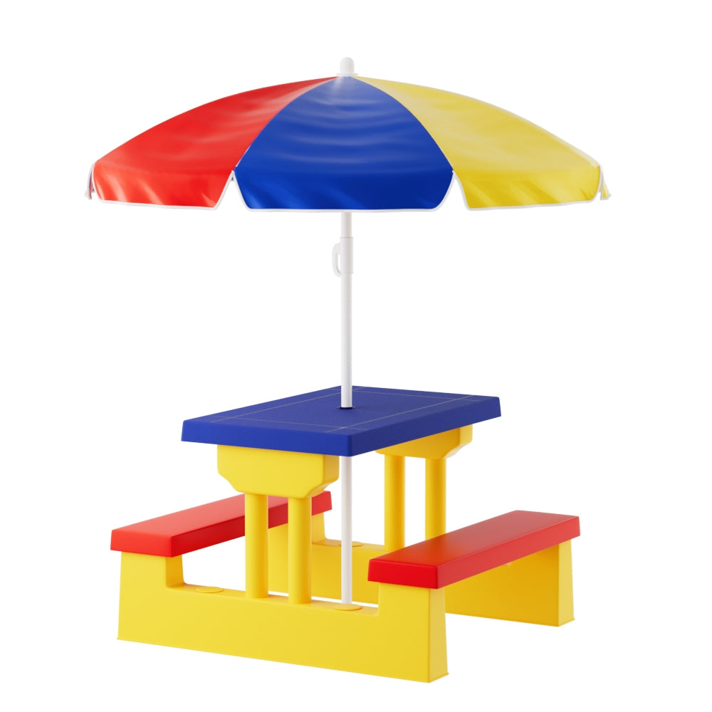 Keezi Kids Outdoor Table and Chairs Set Picnic Bench Umbrella Children Indoor Main image