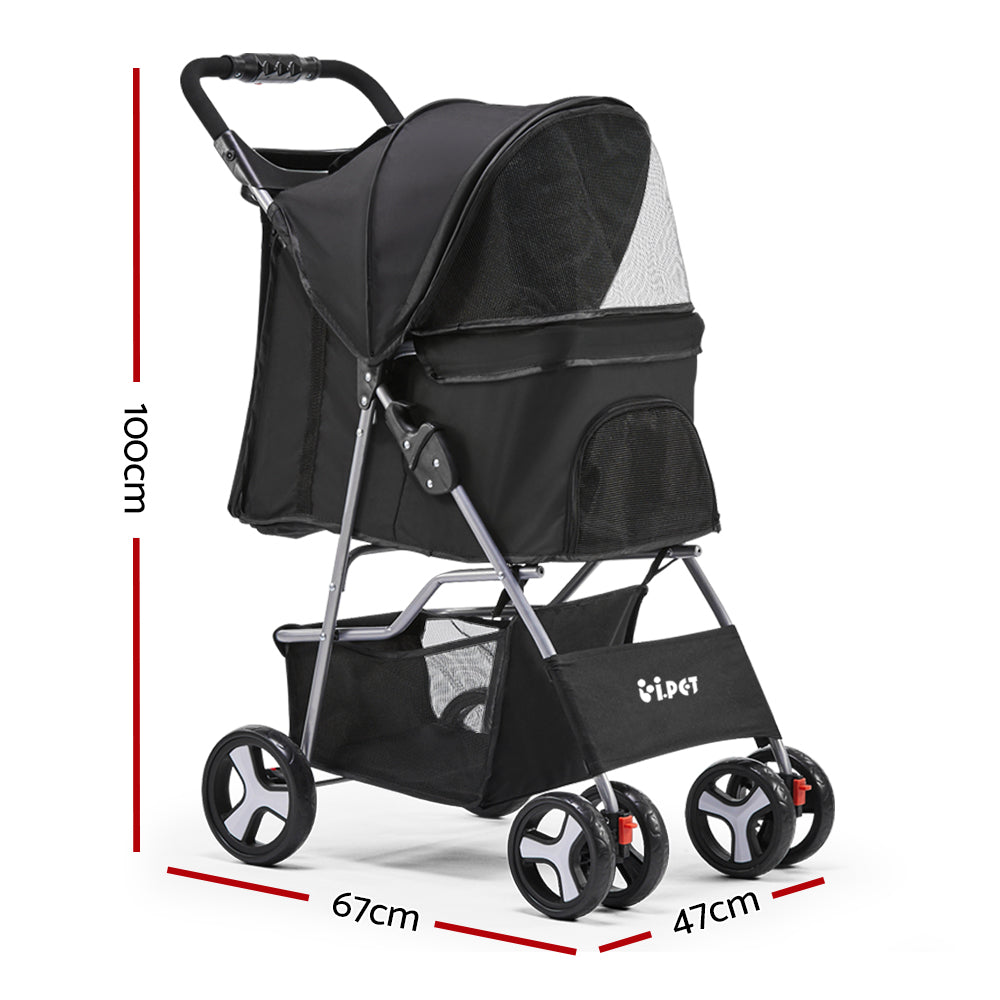 i.Pet 4 Wheel Pet Stroller - Black Secondary image