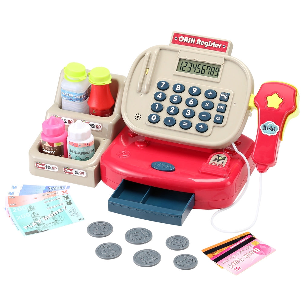 Keezi Kids Cash Register Calculator Pretend Play Shops Money Checkout Toys Set Main image