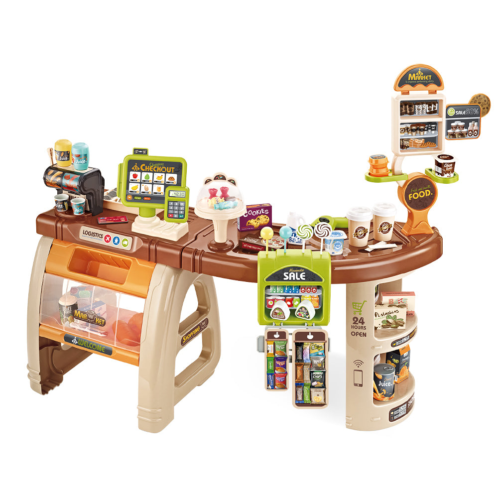 Keezi Kids Pretend Role Play Grocery Supermarket 52 Piece Playset Cash Register Main image