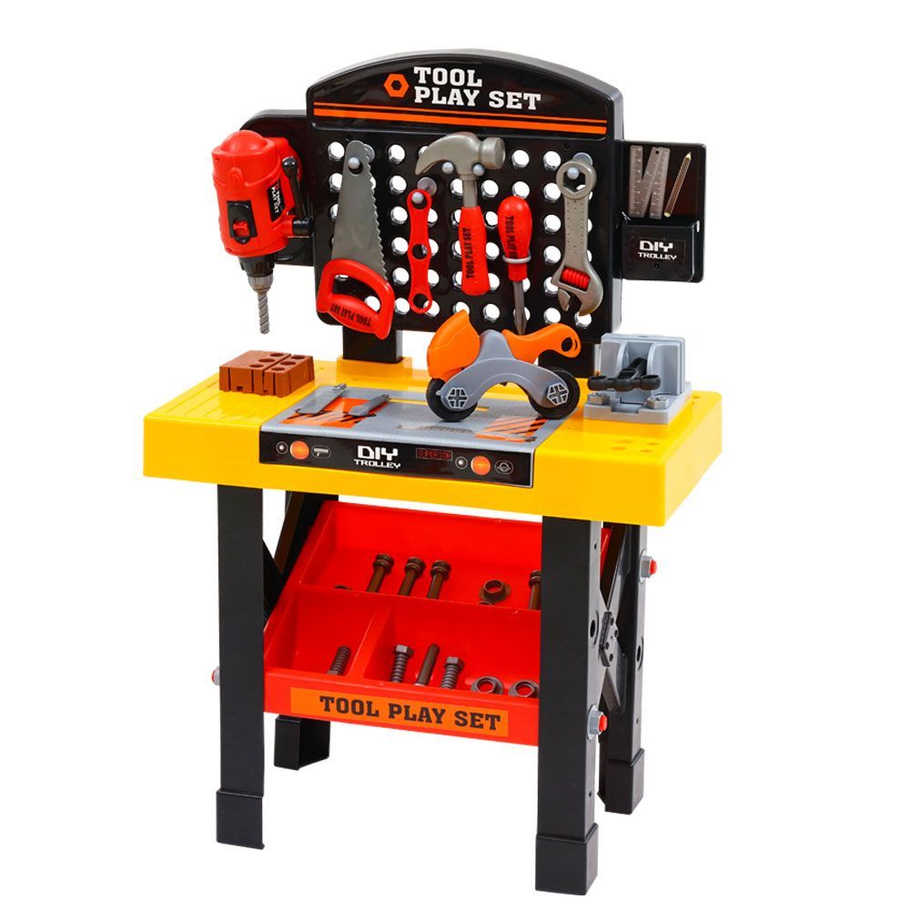 Keezi Kids Pretend Workbench DIY Tools 54 Piece Children Role Play Toys Black Main image