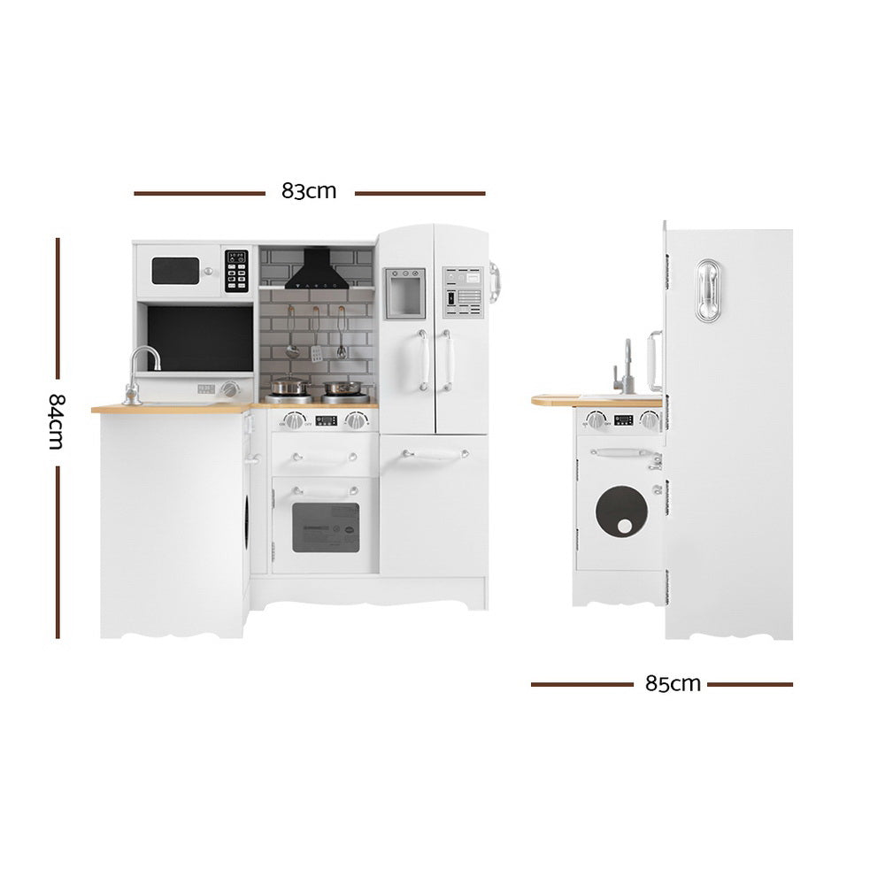 Keezi Kids Kitchen Play Set Wooden Pretend Toys Cooking Children Fridge White Secondary image