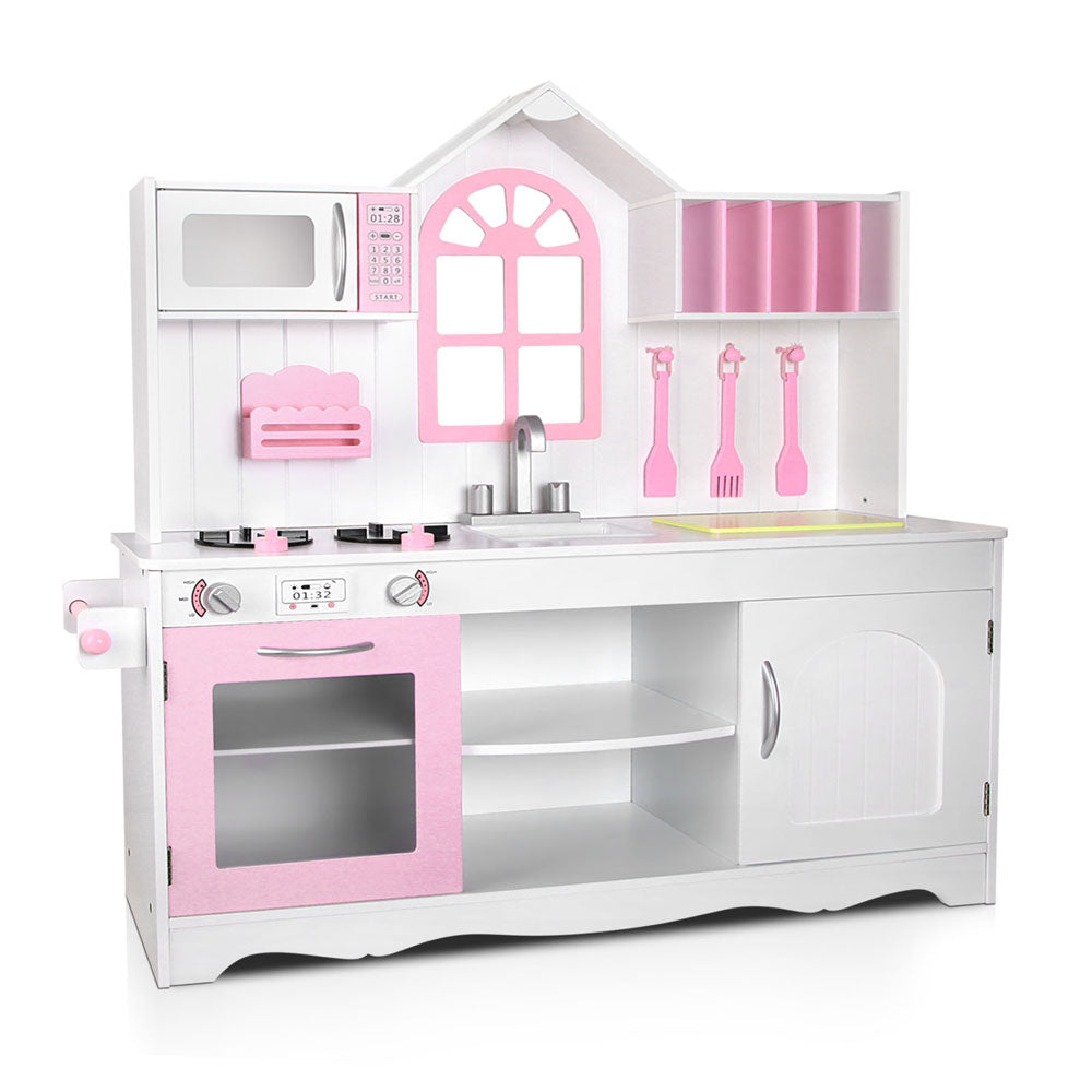 Keezi Kids Kitchen Play Set Wooden Pretend Toys Cooking Children Storage Cabinet Main image