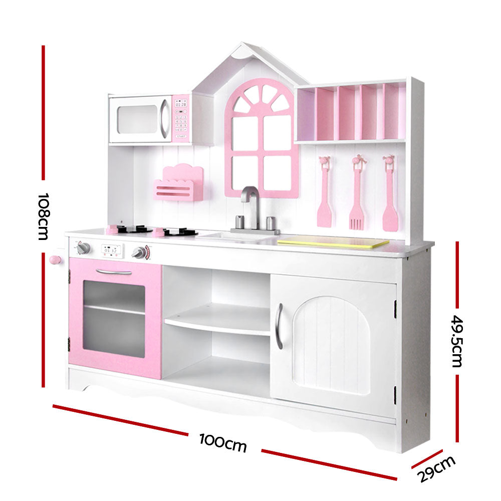 Keezi Kids Kitchen Play Set Wooden Pretend Toys Cooking Children Storage Cabinet Secondary image
