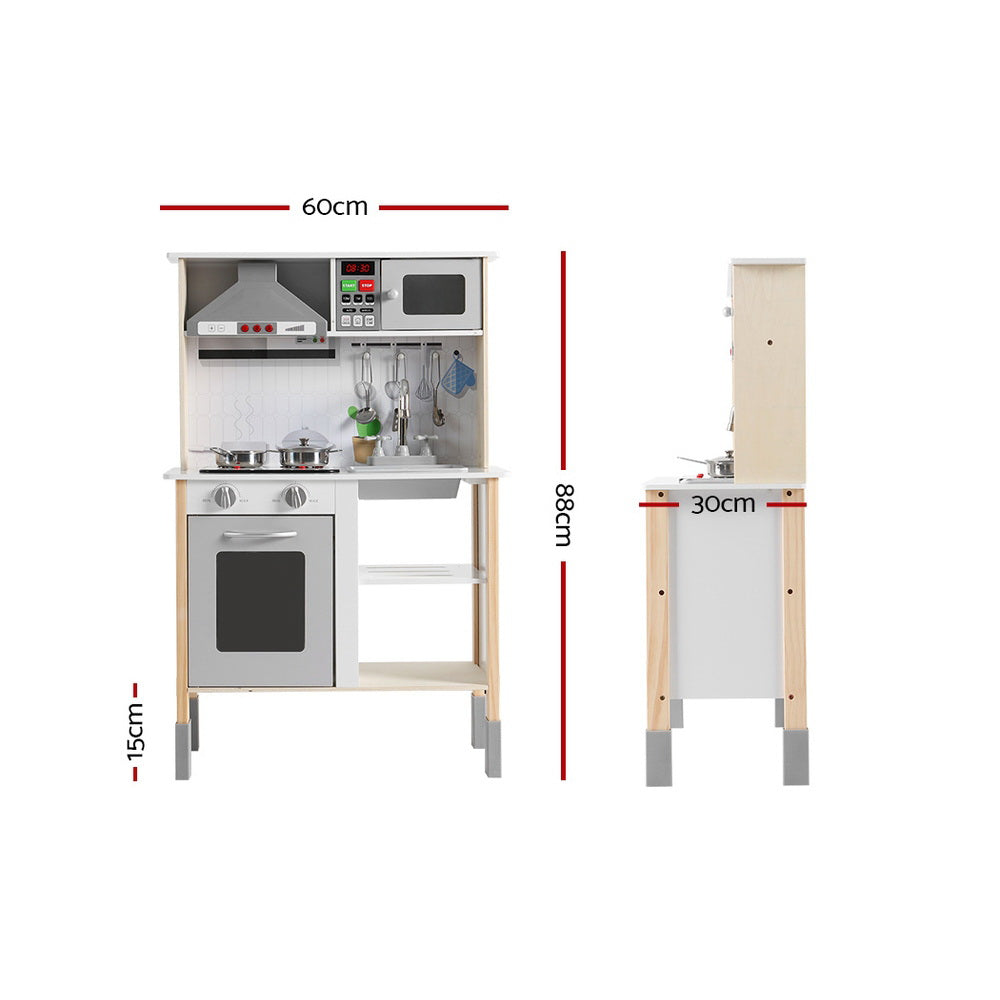 Keezi Kids Kitchen Play Set Wooden Pretend Toys Cooking Children Cookware Sink Secondary image