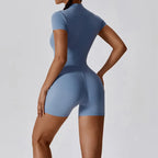 Women's Zipper Short Sleeve Yoga Jumpsuit