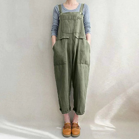 Women's Cotton Linen Overall Jumpsuit