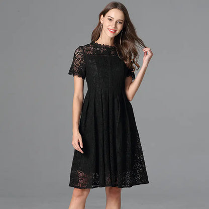 Women's Plus Size Little Black Summer Lace A Line Dress