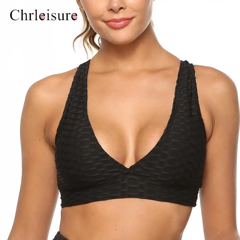 Women Fitness Deep V Neck Backless Breathable Bra