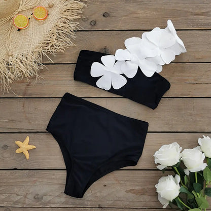 Women's Flower Bandeau Brazilian Bikini Set