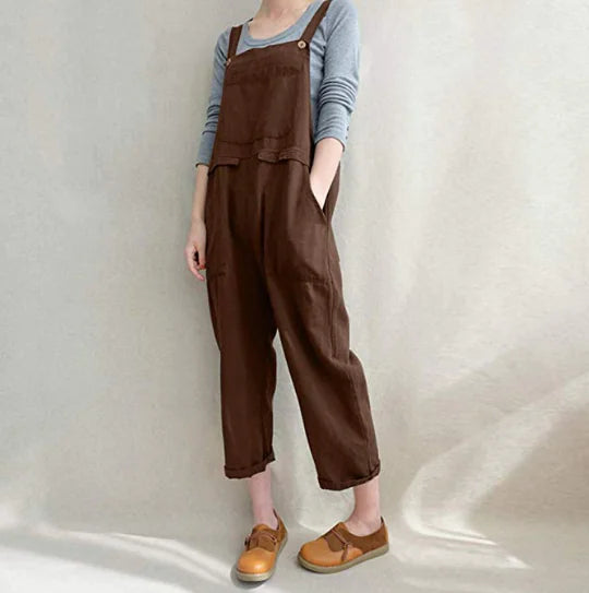 Women's Cotton Linen Overall Jumpsuit