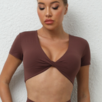 Women's Slim Fit V Neck Yoga Tee Stylish & Sporty Activewear