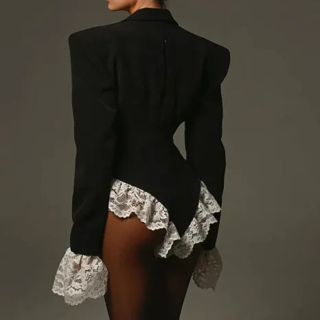 Unisex Lace Contrast Sleeve Jumpsuit