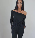 Women's Off Shoulder Ripped Jumpsuit