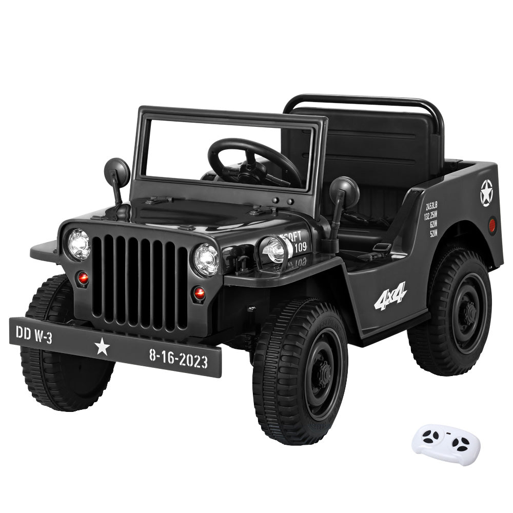 Rigo Kids Electric Ride On Car Jeep Military Off Road Toy Cars Remote 12V Black Main image
