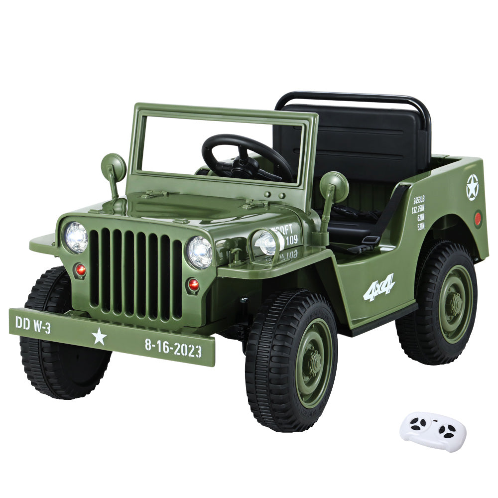 Rigo Kids Electric Ride On Car Jeep Military Off Road Toy Cars Remote 12V Olive Main image