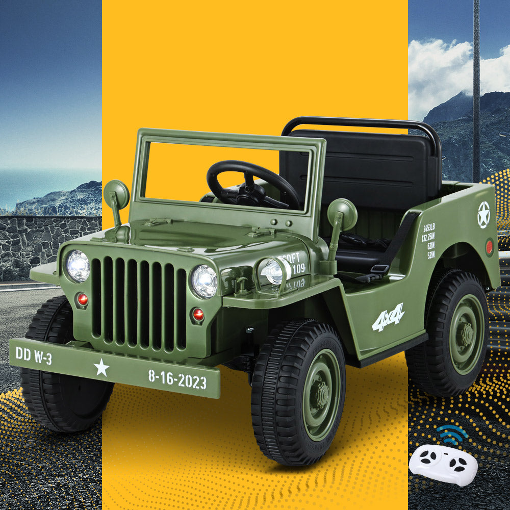Rigo Kids Electric Ride On Car Jeep Military Off Road Toy Cars Remote 12V Olive Secondary image