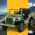 Rigo Kids Electric Ride On Car Jeep Military Off Road Toy Cars Remote 12V Olive