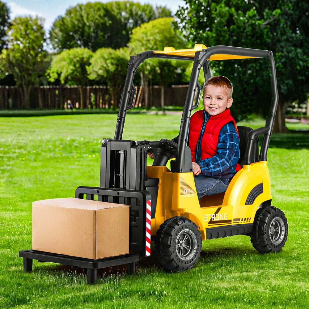 Rigo Kids Electric Ride On Car Forklift Loader Toys Cars Horn Remote 12V Yellow Secondary image