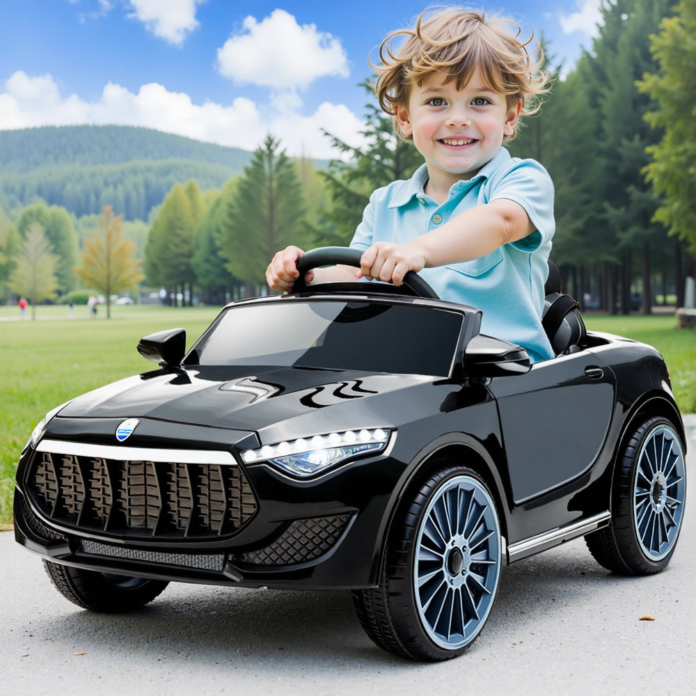 Rigo Kids Electric Ride On Car Toys Cars Horn Music Remote Control 12V Black Secondary image