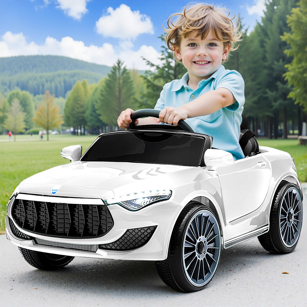 Rigo Kids Electric Ride On Car Cars Music Headlight Remote Control 12V White Secondary image