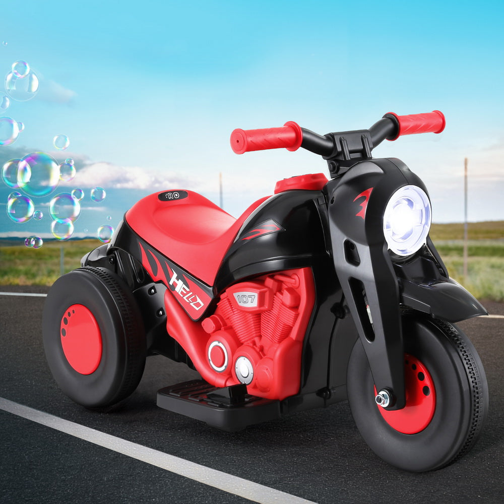 Rigo Kids Ride On Car Motorcycle Motorbike with Bubble Maker Electric Toy 6V Red Secondary image