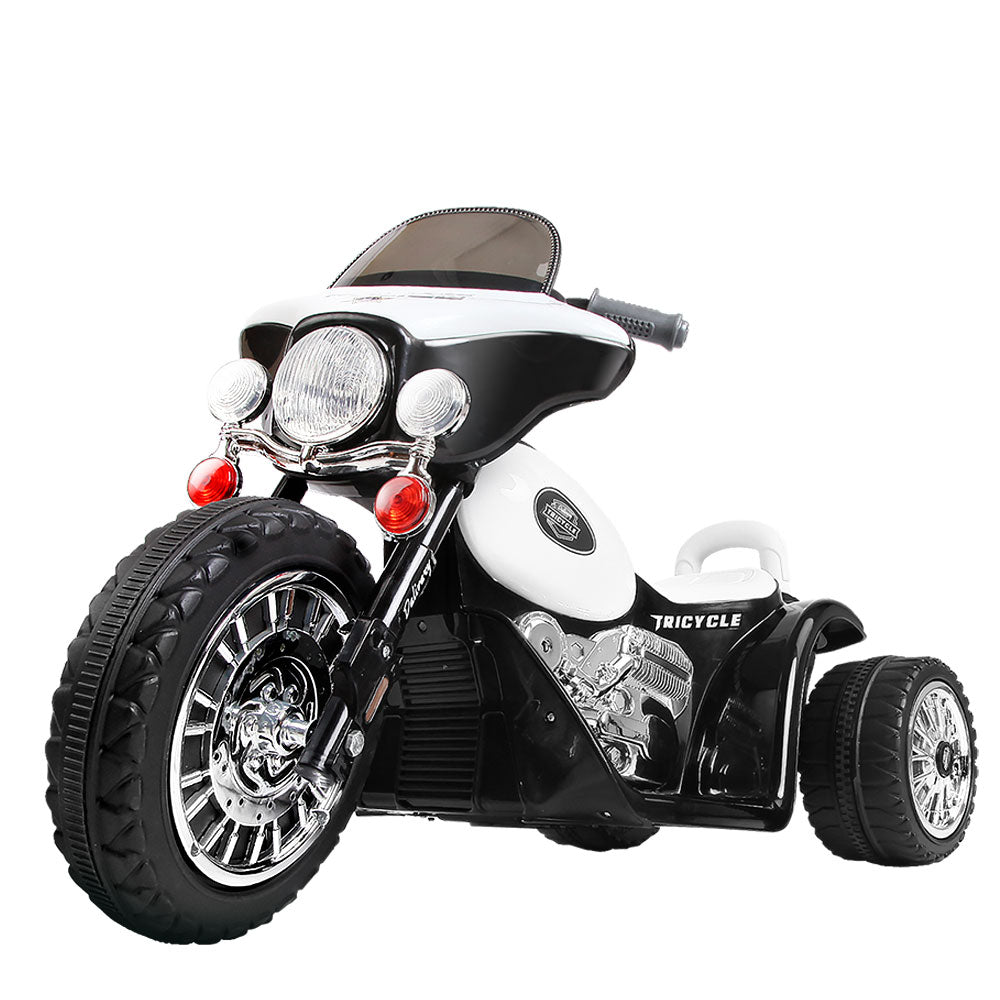 Rigo Kids Electric Ride On Patrol Police Car Harley-Inspired 6V Black Main image