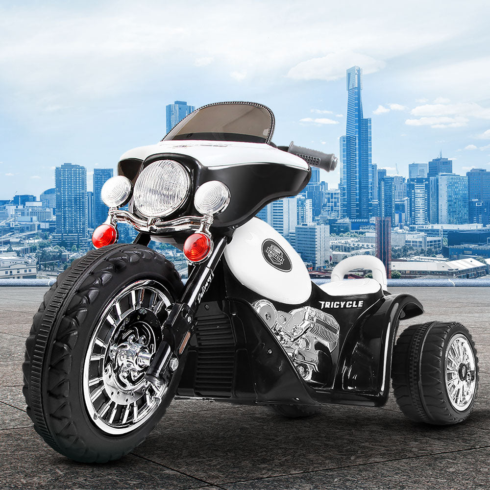 Rigo Kids Electric Ride On Patrol Police Car Harley-Inspired 6V Black Secondary image
